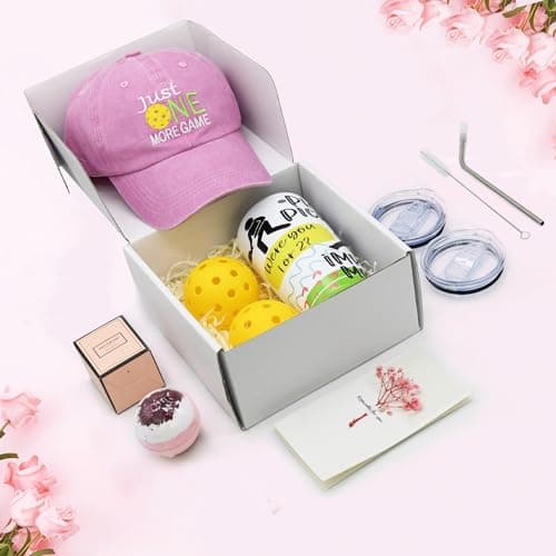 Pickleball Gifts for Women, Pickleball Gift Basket for Wife Mom Sister Friends, Funny PB Accessories Set with Baseball Cap Travel Tumbler