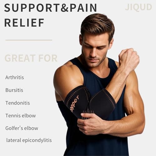 Elbow Brace for Tendonitis and Tennis Elbow for Women,Copper Elbow Compression Sleeve for Golfers Elbow Pain Relief | Arm Support Fit for Men Weight lifting Workouts, Recovery, Arthritis