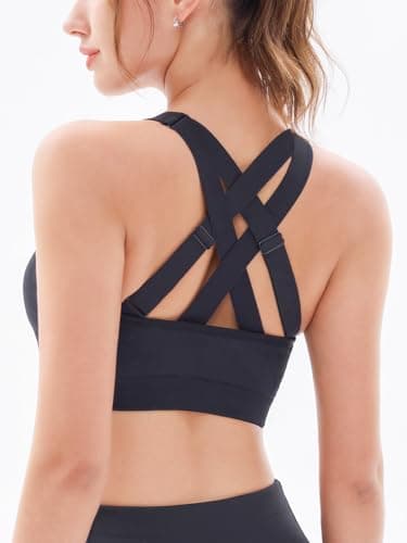 FITTIN Padded Sports Bras for Women: Support Strappy Adjustable Straps Cross Back Sport Bra Pack for Workout Yoga Running Gym