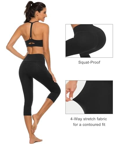 Stelle Women's Capri Yoga Pants with Pockets Essential High Waisted Legging for Workout