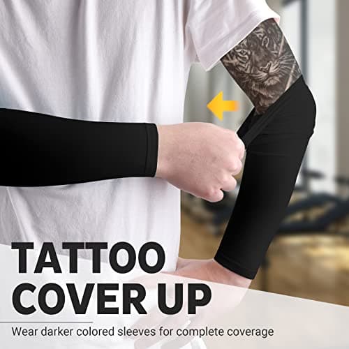 UV Sun Protection Arm Sleeves for Men & Women - Tattoo Cover Up - UPF 50 Cooling Sleeve for Golf, Cycling