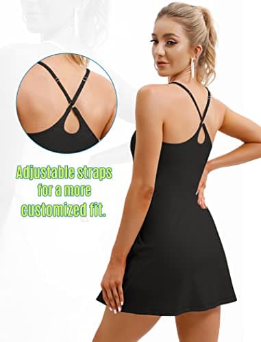 Womens Tennis Dress, Athletic Dress with Built-in Bra & Shorts Pockets Summer Dresses for Women Golf Outfits for Workout