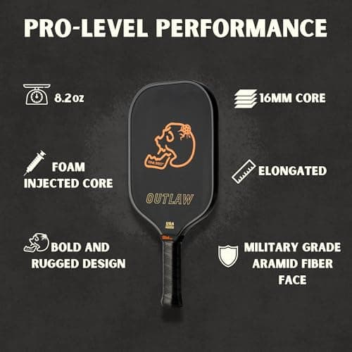 Pickleball Paddles, Kevlar Pickleball Paddle with 16mm Core, Designed for Ultimate Power and Control, High Grit & Spin, Elongated Foam Injected Edges for Expanded Sweet Spot, Bold Lightweight Design