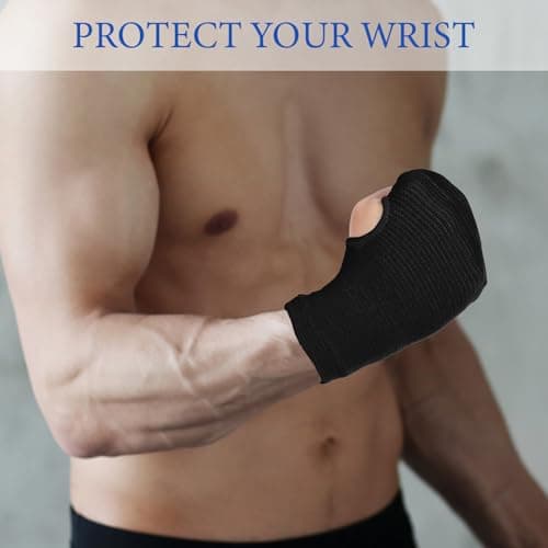 Lusofie 2 Pairs Wrist Sleeve Elastic Breathable Fingerless Gloves Compression Wrist Sleeve Suitable for Men and Women Fitness Sports Cycling(Black, Grey)