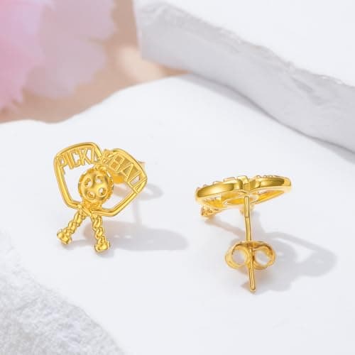 MONGAS Lotus/Cherry/Turtle/Seahorse/Ladybug/Daisy/Spike/Horse/Dachshund/Pickleball/Dragon/Earrings Sterling Silver Screw Back Stud Earrings Jewelry for Women