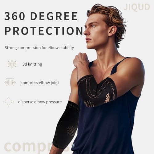 Elbow Brace for Tendonitis and Tennis Elbow for Women,Copper Elbow Compression Sleeve for Golfers Elbow Pain Relief | Arm Support Fit for Men Weight lifting Workouts, Recovery, Arthritis