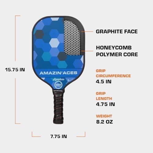 Amazin' Aces Graphite Pickleball Paddles Set - Single, 2 or 4 Paddles, Honeycomb Polymer Core with Comfy Cushion Grip - Varying Accessories Including Pickleballs, Pickleball Bag & Paddle Cover