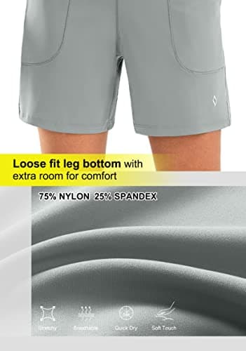 SANTINY Women's 6'' Athletic Long Shorts with 4 Pockets High Waisted Bermuda Shorts for Women Walking Running Casual