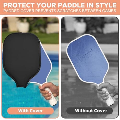 2 Pcs Pickleball Paddle Covers, Universal Case Size - 8.6 x 12.2 inches Zippered Racket Sleeve, Durable Neoprene Paddle Cover, Paddle Storage Bag for Most USAPA Standard (Black) (Black)