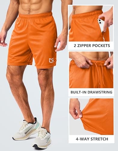 G Gradual Men's Gym Shorts 5"/7"/10" with Zipper Pockets Basketball Athletic Mesh Quick Dry Shorts for Workout Running Tennis