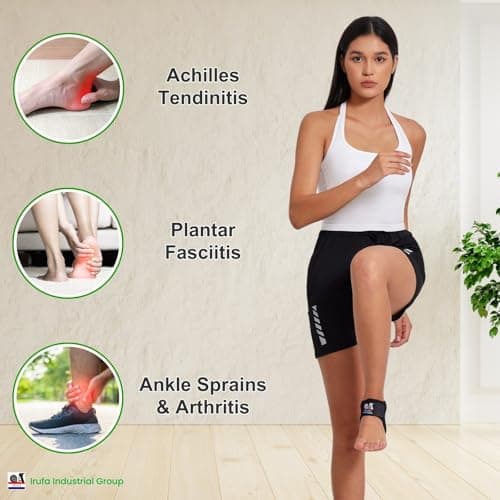 IRUFA, AN-OS-11,3D Breathable Elastic Knit Patented Fabric Adjustable Athletics Achillies Tendon Ankle Wrap, Plantar Fasciitis, Pain Relief for Sprains, Strains, Arthritis and Torn Tendons (S/M)