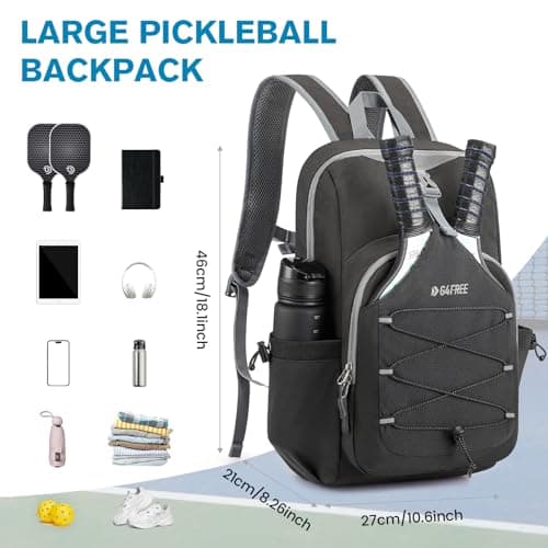 G4Free Pickleball Bag, Pickleball Backpack for Women and Men, Padel Bag Fits 2 to 4 Paddles, Gifts for Pickleball Lovers