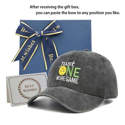 Pickleball Hat with Gift Box - Pickleball Gifts for Men Women - Washed Adjustable Embroidered Baseball Cap