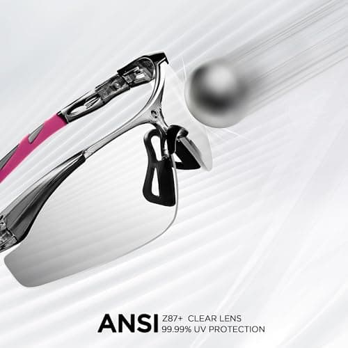 Pickleball Safety Glassses for Men Women Clear lens,Z87+Safety Glassses for Running Shooting Construction,UV Protection,Anti Fog