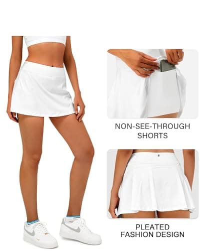 Stelle Women Tennis Skirt Golf Skorts Athletic High Waisted with Pockets Inner Shorts Sport Workout Pleated Pickleball