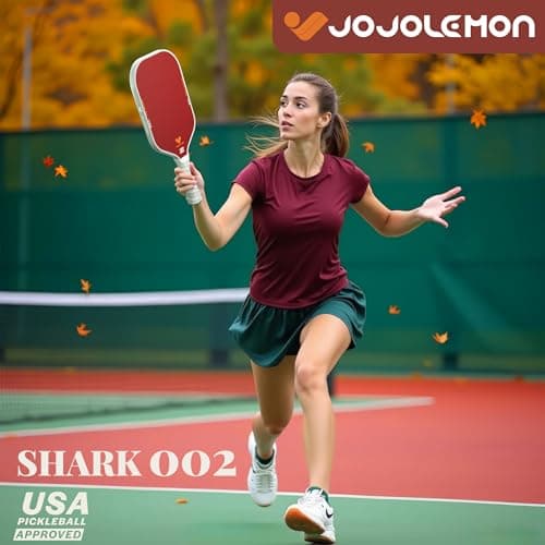 Pickleball Paddles, Carbon Fiber Pickleball Paddle with a 16mm Shark Power Polymer Core, The Pickleball Rackets Designed for Ultimate Spin & Consistency