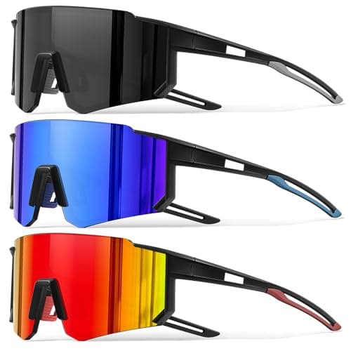 KUGUAOK Sports Polarized Sunglasses for Men Baseball Cycling Running UV Protection Sun Glasses Lightweight Big Frame Goggles