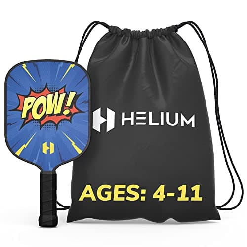 Helium Pickleball Paddle for Kids – Child Size Paddle for Children 12 and Under, Lightweight Honeycomb Core, Graphite Strike Face, Pickleball Paddle & Drawstring Bag - POW!
