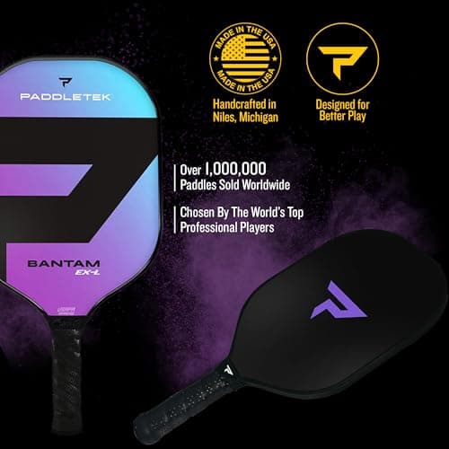 Paddletek Bantam EX-L Pickleball Paddle | Professional Pickleball Paddles with Honeycomb Core, Polycarbonate Surface, Bantom PolyCore & High Tack Performance Grip | USAPA Approved