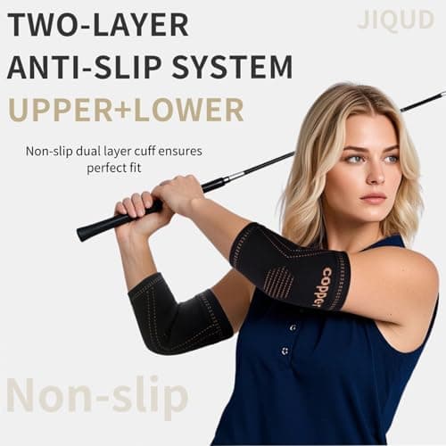 Elbow Brace for Tendonitis and Tennis Elbow for Women,Copper Elbow Compression Sleeve for Golfers Elbow Pain Relief | Arm Support Fit for Men Weight lifting Workouts, Recovery, Arthritis