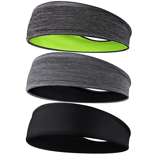 Braylin Men's Headbands, 3-Pack Head Band for Men, Sport Sweatbands for Running Fitness Yoga Cycling, Sweat Wicking Non Slip