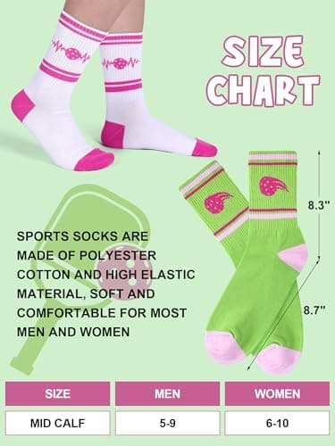 Cuffbow 8 Pairs Dink Ball Socks Performance Novelty Athletic Socks Sports Gift for Dink Ball Lovers Women Men