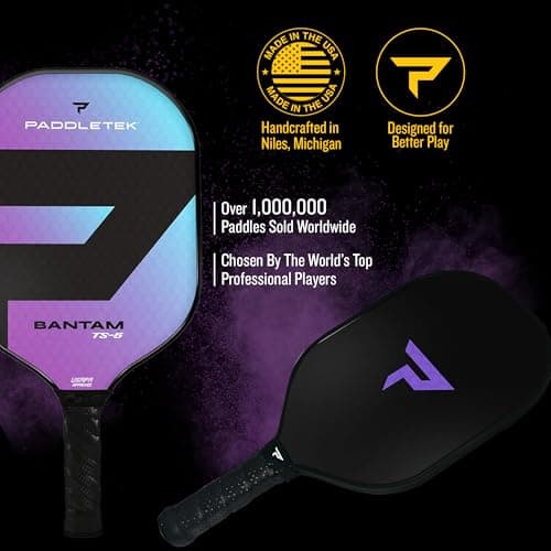 Paddletek Bantam TS-5 Pickleball Paddle | Professional Pickleball Paddles with Honeycomb Core, Textured Fiberglass Epoxy Hybrid Surface, Bantam PolyCore & High Tack Performance Grip | USAPA Approved