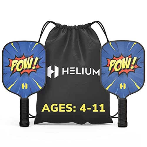 Helium Pickleball Paddle for Kids – Child Size Paddle for Children 12 and Under, Lightweight Honeycomb Core, Graphite Strike Face, Pickleball Paddle & Drawstring Bag - POW!