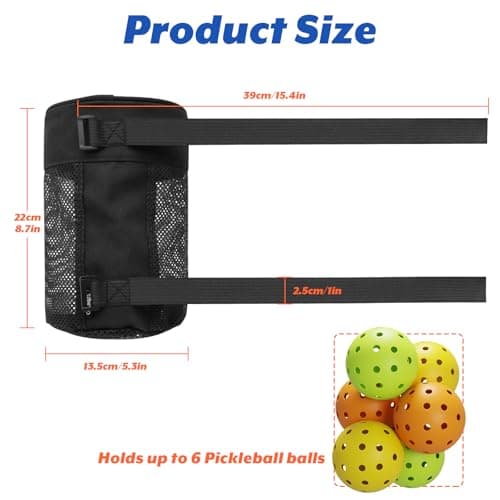 Cosmos Pickleball Ball Holder Adjustable Hanging Bag for PickleBall Nets, Foldable Storage Basket Mesh Net Pouch for Holding 6 Balls