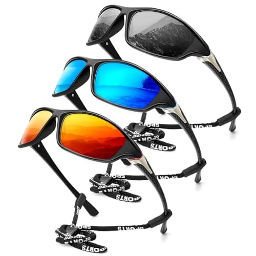 Polarized-Sunglasses-Men Sports Mens-Sunglasses: Sun-Glasses with UV400 Protection for Driving Golf Fishing Running