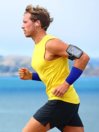 Newcotte 4 Pairs Compression Wrist Support Brace for Men and Women - Breathable Thin Bands for Sports, Improve Circulation, Relieve Pain (Black, White, Gray, Small)