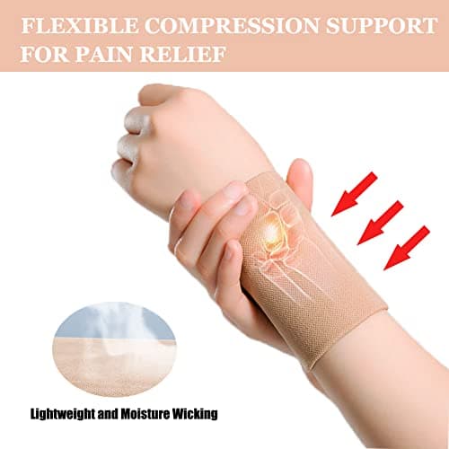 Wrist Compression Sleeve (4PCS), Soft Wrist Support Brace Wrist Bands for Tendonitis, Arthritis, Sprains Pain Relief, Elastic Carpal Tunnel Wraps Protector for Fitness, Sport, Weightlifting, Typing
