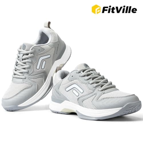 FitVille Wide Pickleball Shoes for Women Outdoor Court Lightweight Tennis Shoes Womens Ultra Cushioning Court Shoes with Arch Support & Wide Toe Box