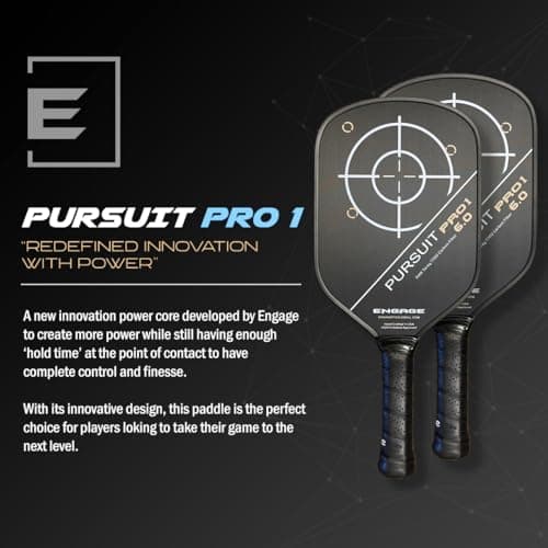 Engage Pursuit Pro1 6.0 Pickleball Paddle - Raw T700 Toray Carbon Fiber for Extreme Spin - MachPro Core for Maximum Power & Control