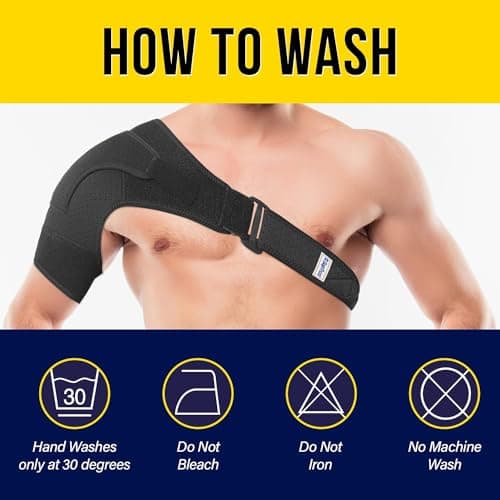 Suptrust Shoulder Brace for Men and Women: Adjustable Shoulder Wrap for Pain Relief, AC Joint, Torn Rotator Cuff, Injuries, Tendonitis - One Size Regular/Dark Black