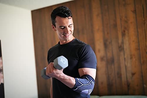 Kunto Fitness Elbow Brace Compression Support Sleeve (Shipped From USA) for Tendonitis, Tennis Elbow, Golf Elbow Treatment - Reduce Joint Pain During Any Activity!