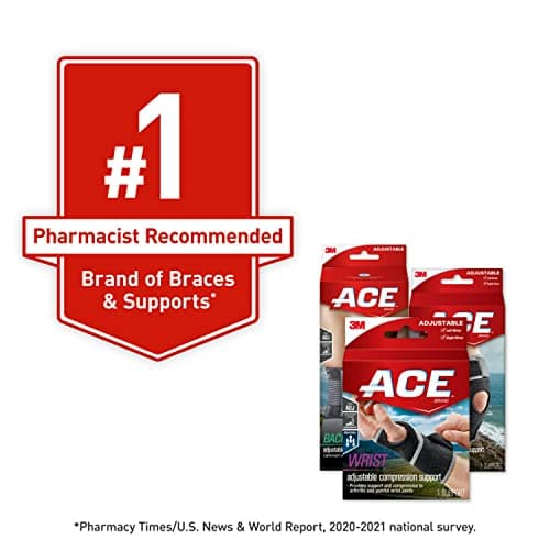 ACE Deluxe Ankle Stabilizer, Adjustable, Black, 1/Pack