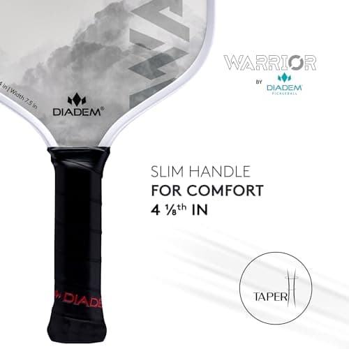 Diadem Warrior Pickleball Paddle | Carbon Fiber Face, 3X L-Core Hybrid Nomex Polymer Honeycomb Core, Grit Paint Surface for Spin, Control and Power | Indoor/Outdoor | USAPA Approved