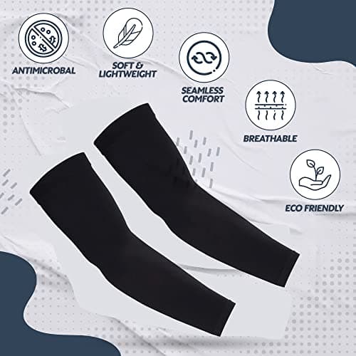 KUHNMARVIN 2 Pairs Arm Sleeves Compression UV Protection Cooling Sun Sleeves Tattoo Cover Up Basketball Arm Sleeves Football