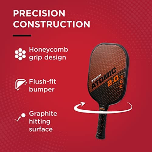 GAMMA Sports 2.0 Pickleball Paddle, Graphite, Composite Power, Men and Women, Indoor and Outdoor Racket