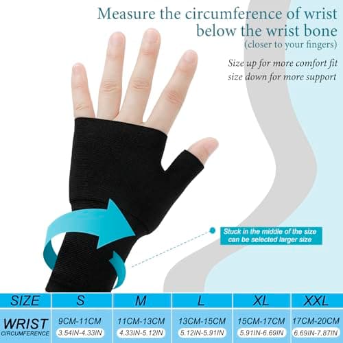 Geyoga 4 Pcs Unisex Wrist Thumb Support Fingerless Compression Gloves Wrist Support Brace for Sports, Fits Small-Check Size Chart Before Ordering(Black, Nude Color,5.9-6.7 Inch)