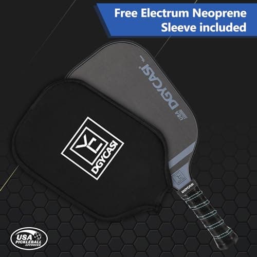 YC DGYCASI 16mm Pickleball Paddles Professional, 2025 USAPA Approved T700 Carbon Fiber Surface Pickle Paddle(CFS), Polypropylene Lightweight Honeycomb Core, Cushion Comfort Grip, with Cover Case Black