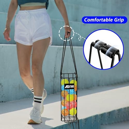 Portable Pickleball & Tennis Ball Hopper Basket Picker Upper,Tennis Hopper Basket with Handle for Easy Pickup,Tennis Ball Basket Pickup Hopper for Picking and Storage Training Tool for Ball