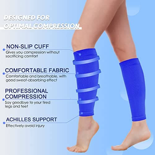 Geyoga 6 Pairs Calf Compression Sleeve for Men Women Football Leg Sleeve Elastic Calf Support Sock for Sports Cycling Running Basketball