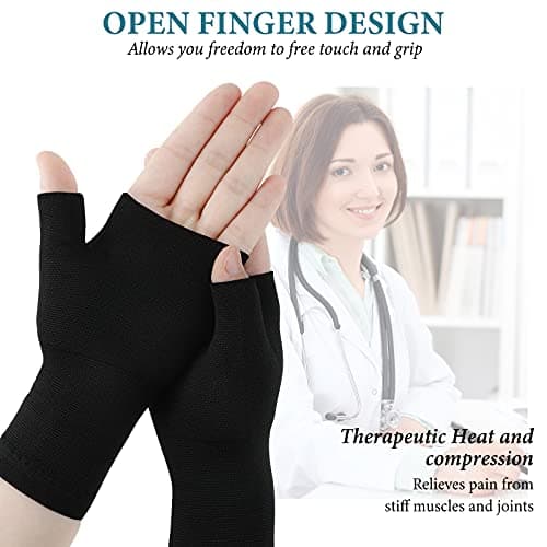 Geyoga 4 Pcs Unisex Wrist Thumb Support Fingerless Compression Gloves Wrist Support Brace for Sports, Fits Small-Check Size Chart Before Ordering(Black, Nude Color,5.9-6.7 Inch)