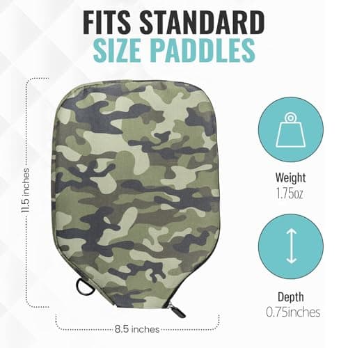 Pickleball Paddle Sleeve | Canvas Cover with Padding and Zipper | Protective Paddle Case for Rackets | Lightweight Pickleball Holder for Storage | Cover Only | Elongated & Standard Size