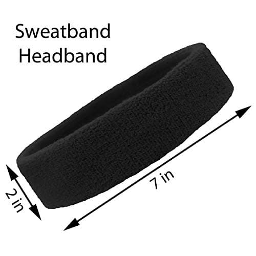 Kenz Laurenz Sweatband Set Cotton Sports Headband Terry Cloth Wristband Moisture Wicking Sweat Absorbing Head Band Athletic Exercise Basketball Wrist Sweatbands and Headbands