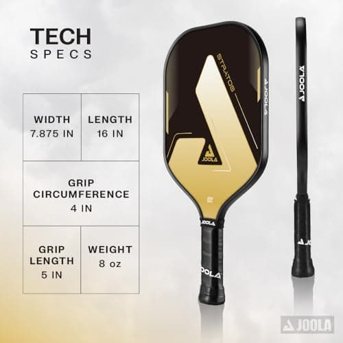 JOOLA Stratos Pickleball Paddle – Reinforced Fiberglass Surface, Honeycomb Polypropylene Core, USAPA Approved, Durable & Beginner-Friendly Pickleball Racket with Comfortable Grip