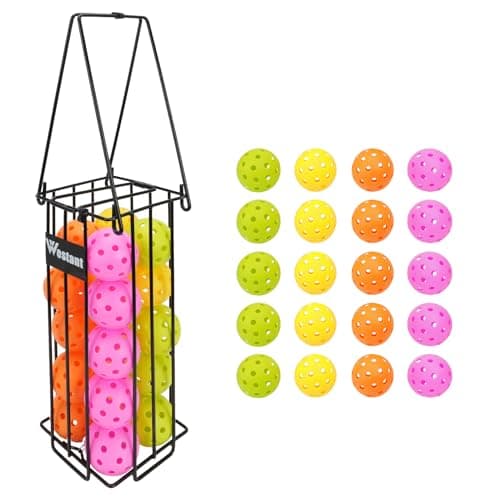Pickleball Ball Holder Set - Large Capacity Pickleball Hopper with 20 Balls, Must-Have Pickleball Accessories for Pickleball Training, Pickleball Caddy for Pickleball Practice Equipment