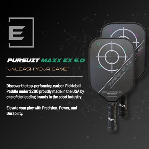 Engage Pickleball Pursuit MAXX MX 6.0 Carbon Fiber Paddle, Elongated Shape, Enhanced Friction Carbon, 5/8" Thick Core with Control Pro 'Black' Technology